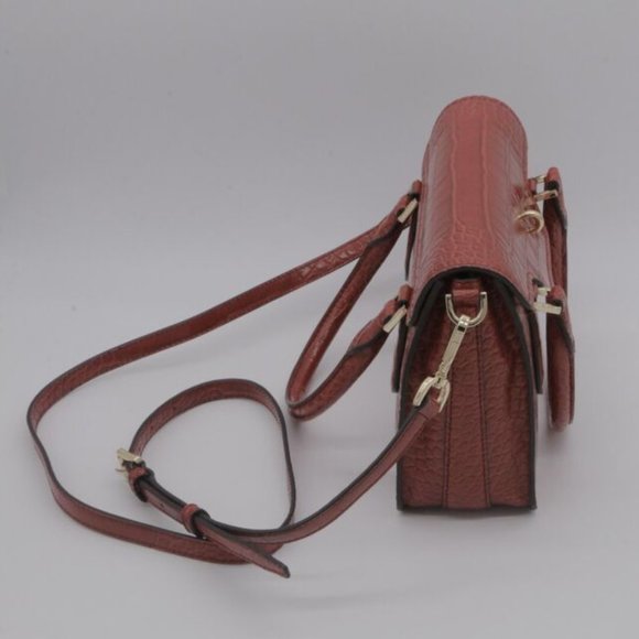 MICHAEL KORS Croc Embossed Red Leather Satchel Leather Bag Handbag Purse - Picture 3 of 9